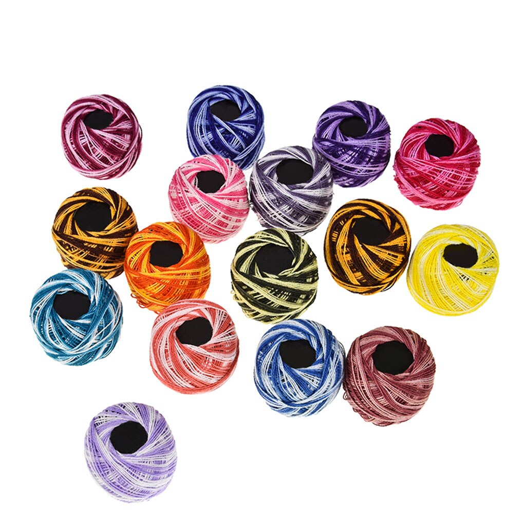 16 Colors Crochet Cotton Yarn Balls Cross Stitch Needlepoint Hand Embroidery Knitting Threads Mixed Colors Sewing Thread