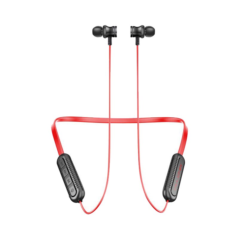 OVLENG S19 Wireless Bluetooth Earphones Sport Neckband Earbuds with Microphone as MP3 Player Walkman Handsfree for Smart Devices: RED