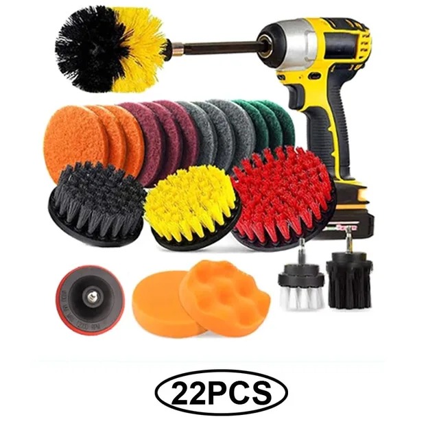 Kit de cepillo de taladro eléctrico, limpiador multiusos, herramientas de limpieza de neumáticos de coche para azulejos, baño, cocina, cepillos redondos de plástico