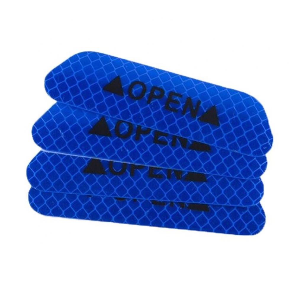 4Pcs Reflective Car Vehicle Open Door Safety Mark Warning Decals Sticker Decor: Blue