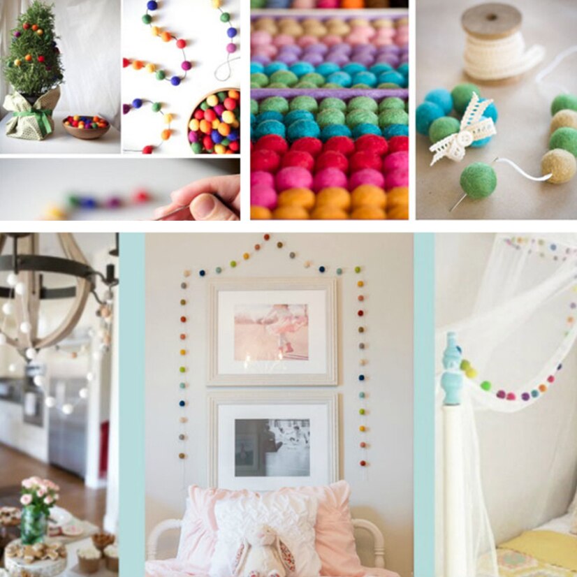 10pcs 2cm Felt Pompom Balls DIY Craft Handmade Wool Ball Accessories for Sewing Kids Room Hanging Mixed Color Home Decoration