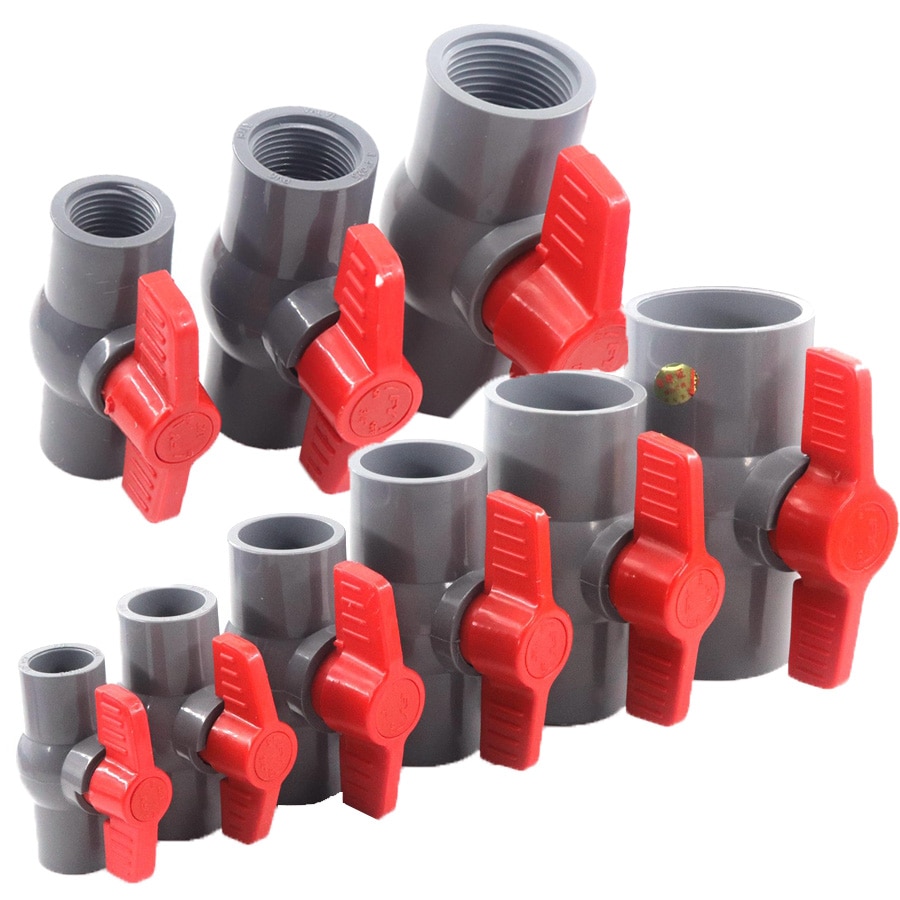 1pc 1/2"~2" Thread and Socket Type Grey PVC Ball Valve Garden Irrigation Fittings Aquarium Fish Tank Switch Water Valve