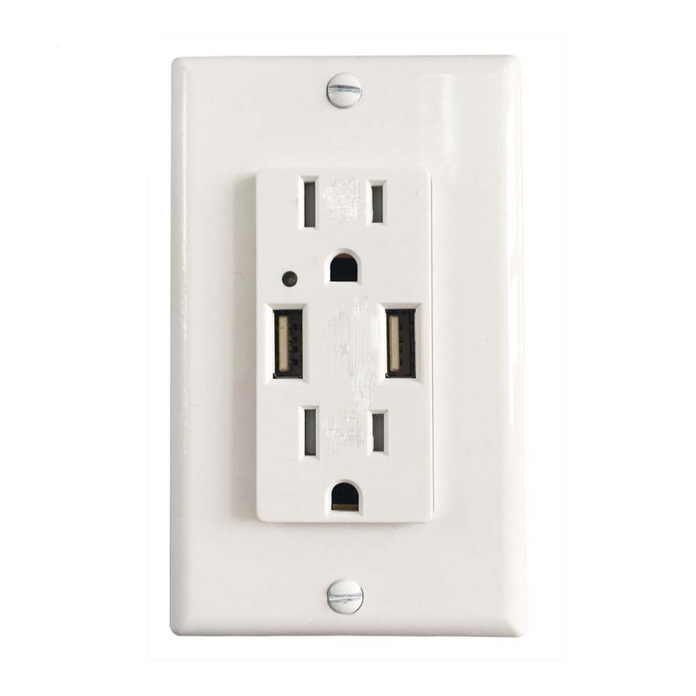 Electrical Wall Outlet with USB Charger 15A Receptacle White 1Pack