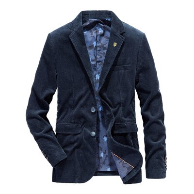 Afslappet fløjlsblazer herre slim fit herre blazer jakke frakke fløjl herre jakkesæt jakke blazere plus størrelse 4xl: Blå / Xxxl