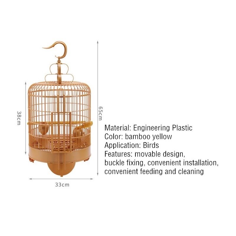 Hanging Bird Cage Plastic Bird Travel Carrier Cage Indoor Outdoor Bird Nest with Rolling Stand for Parrots Conures Lovebird: 33cm Bird cage
