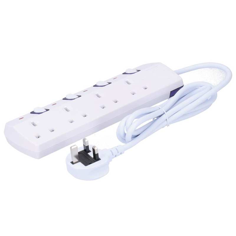 UK Plug 250V 13A 4-Outlets Power Strip Outlet Extension Socket Multifunctional Electrical Socket