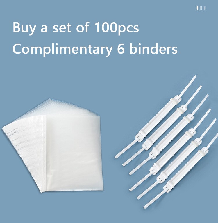 100 / Package A4 Transparent 11-hole File Bag Pp Loose-leaf Bag Loose Leaf Documents Sheet Protectors Transparent Storage Bag