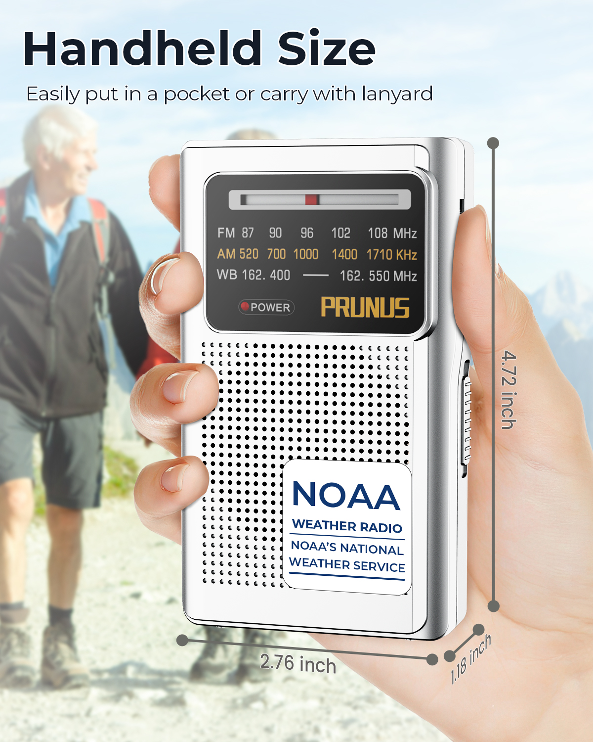 FM AM NOAA Notfall-Taschenradio, tragbares Wetterradio mit Wetterwarnung, Wecker, automatische Sucheskanäle, Mini-Handradio