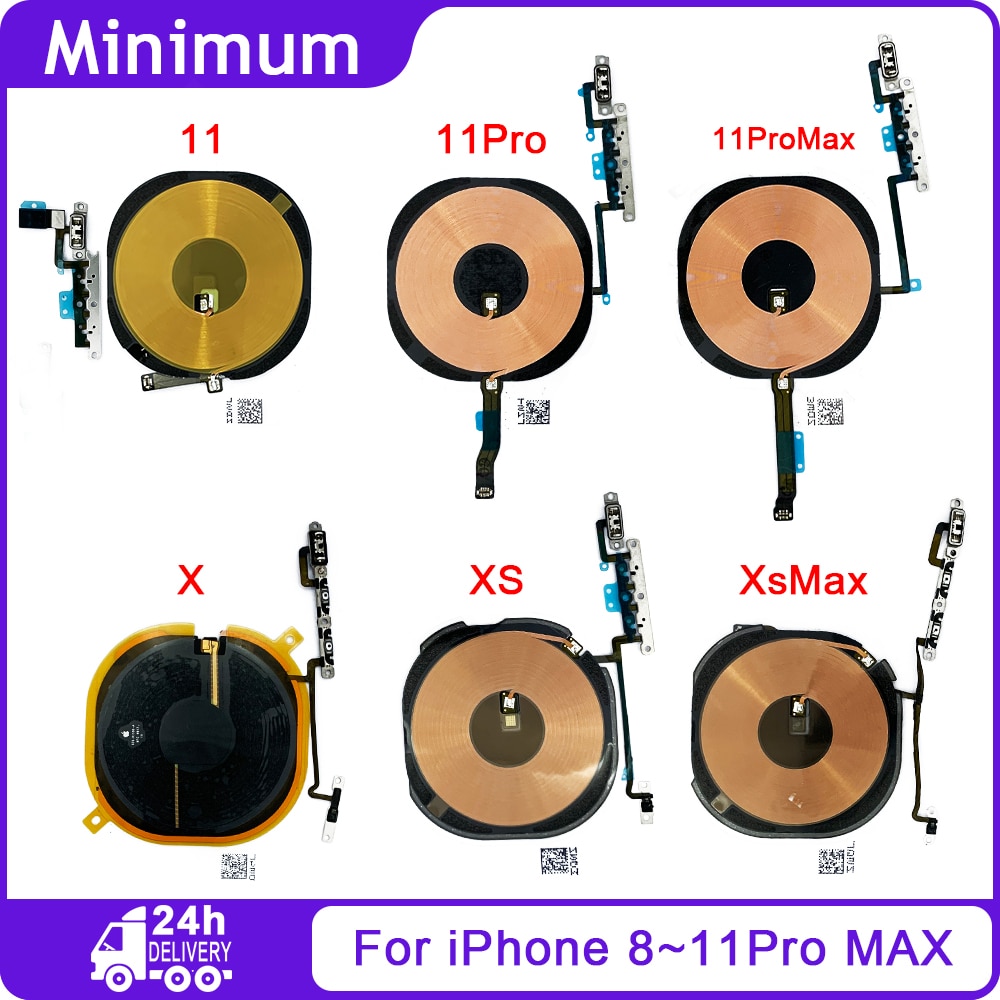 Voor Iphone X Xr Xs Max 11 Pro Max Draadloos Opladen Chip Spoel & Volume Schakelaar Flex Kabel Vervangende Onderdelen