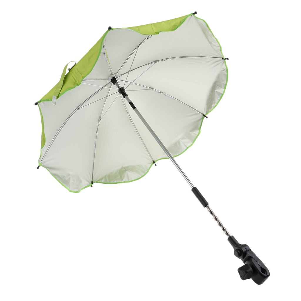 Fritidsstrand solskærmsskærm uv-bevis paraply høj vindmodstand med universel klemme til rejse: Grøn