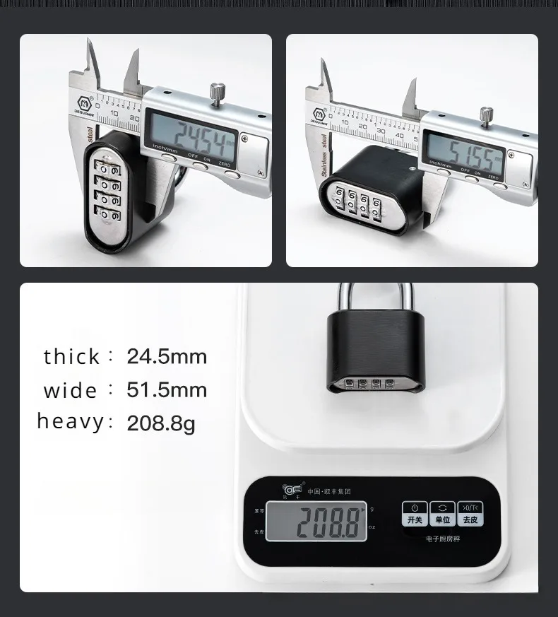4-Digit Number Combination Padlock Waterproof Strong Hardened Suitable for Indoor Outdoor Fence Door Sturdy Password Code Locks