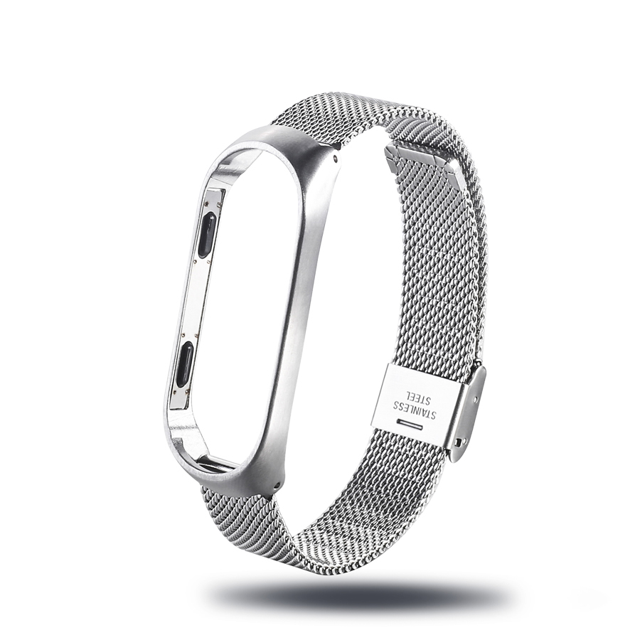 Mi band 4 Correa Metal acero inoxidable para Xiaomi mi Band 4 Correa pulsera mi band 4 accesorios correa de repuesto para reloj: silver