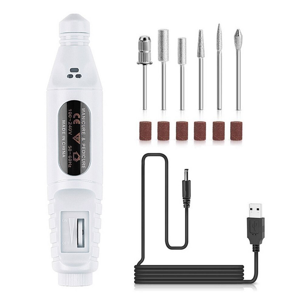 Elektrische Nail Pen Polijstmachine Tool Kit Verstelbare Snelheid Richting Nail Boor Set Met Usb Manicure Power Gereedschap Levert: C