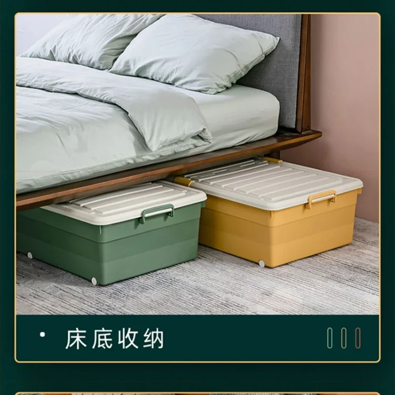 Multi-specification Foldable Plastic Storage Box with Wheels Under Bed - Large Capacity Bedroom Clothes and Toys Organizer
