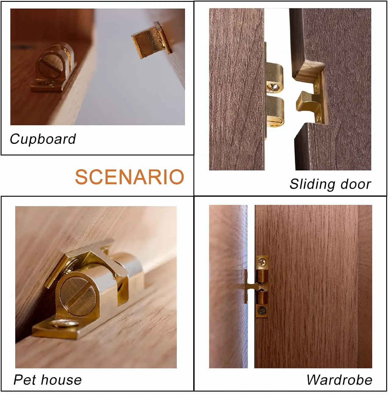 Cabinet Door Catch Solid Brass Adjustable Spring Ball Latch Furniture Door Closer with Free Screws 40mm/50mm/60mm/70mm