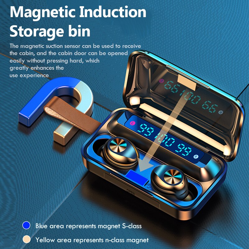 5.0 draadloze tws bluetooth oordopjes koptelefoon met microfoon 9d hifi oordopjes waterdichte sportheadsets 2200 mah oplaadbox