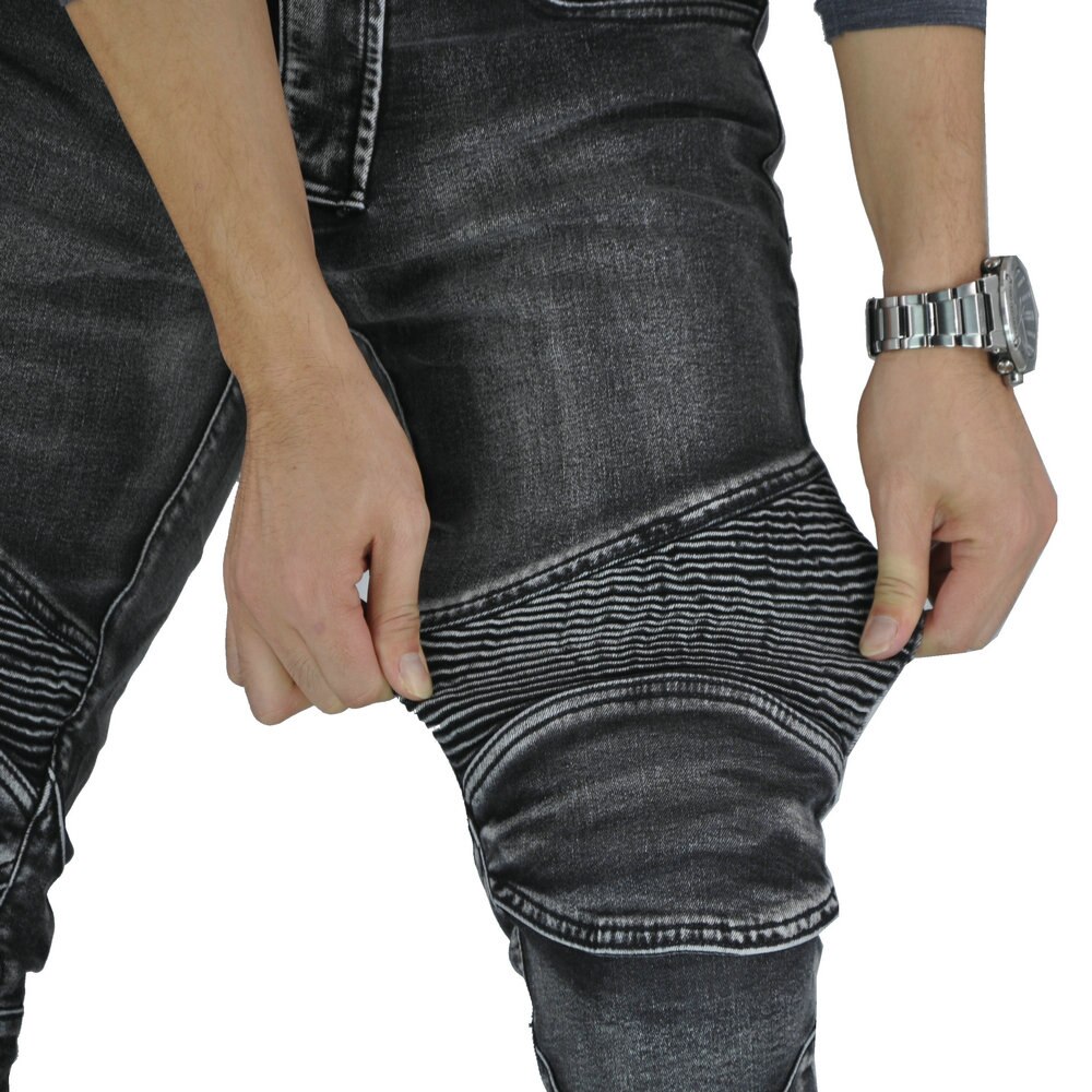 Retro casual motorcycle jeans men's outdoor motorcycle stretch anti-fall riding belt 4 Pads gray pants