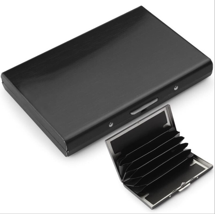 Credit Card Holder stainless steel Credit Card Protector Wallet Slim Credit Card Case for Women or Men pasjeshouder: Black