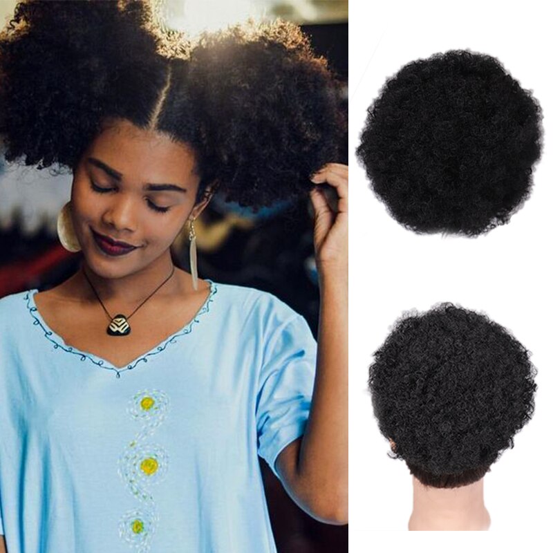LUPU-Chignon de coiffure synthétique court | Queue-de-cheval Afro crépue bouclée et crépue avec cordon, résistant à la chaleur, en Fiber, pour femmes noires