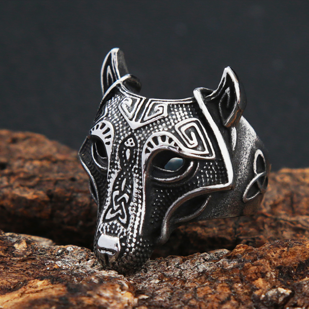 Nordic Viking Wolf Ring Mannen Vintage Rvs Trinity... – Grandado