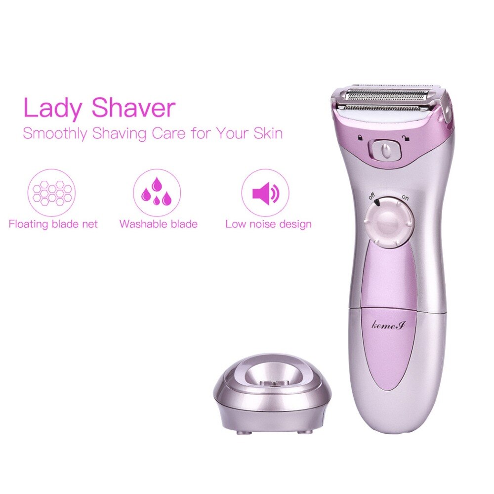 Kemei 110 V-240 V máquina de afeitar recargable lavable mujer señora afeitadora depilación húmeda y seca depiladora impermeable