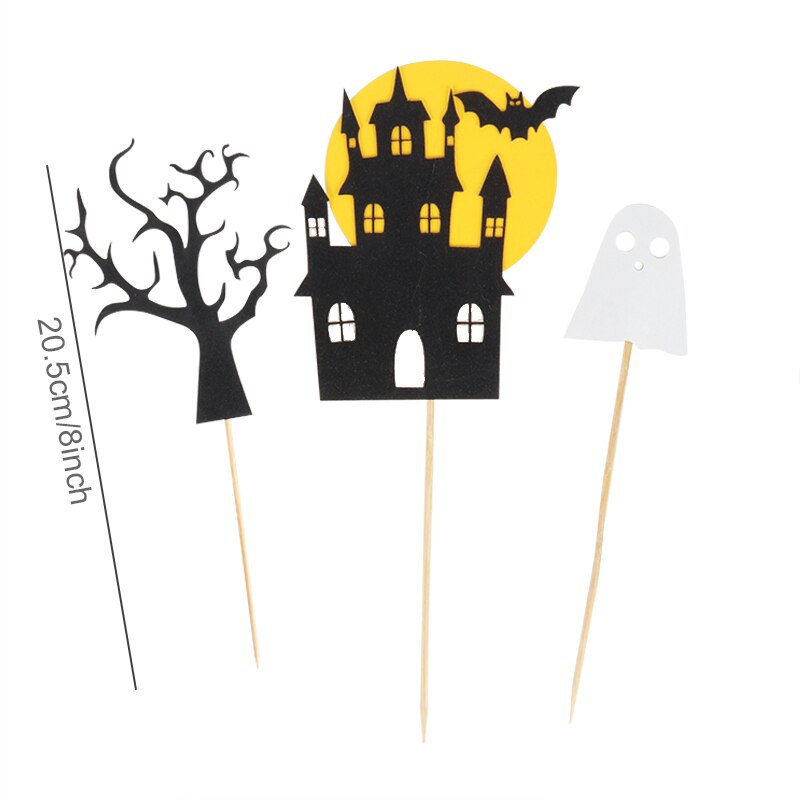 Joyeux anniversaire citrouille château Halloween thème gâteau Grimace Bat sorcière enfants enfants gâteau Topper Insertion fournitures décoration: 1pcs-B