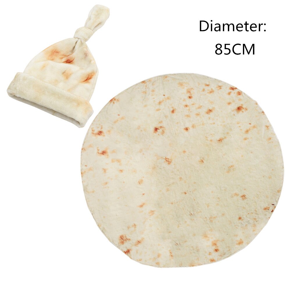 Creatieve Tortilla Deken Ronde Burrito Grappige Deken Gooi Tortilla Textuur Super Zachte Fleece Gooi Deken Voor Kantoor Sofa: 85cm