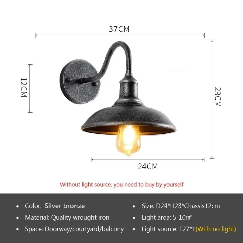 Vintage vandtæt væglampe udendørs lampe til altandørsdørsdørsdørsgårdsplads korridor have industriel  e27 væglamper belysningsarmatur: Rgb / 6w