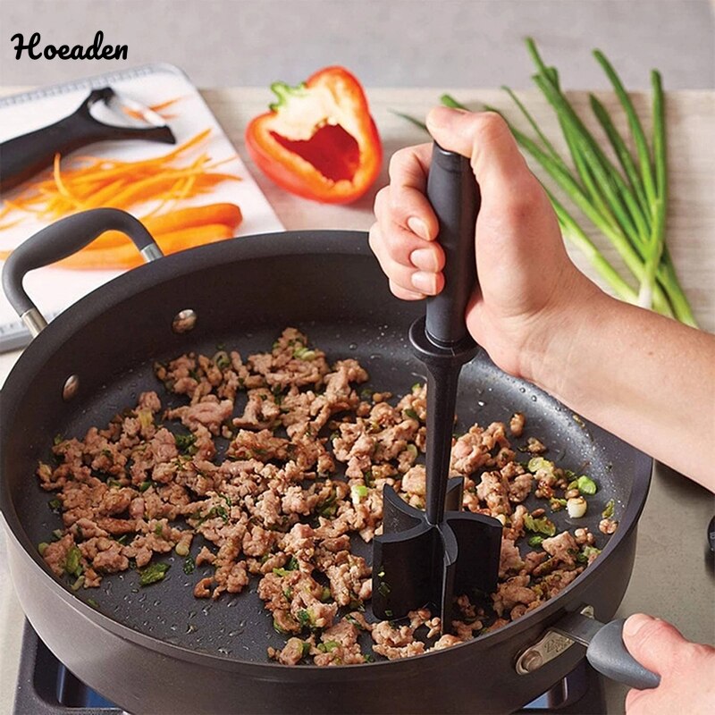 Multifunctional Heat Resistant Meat Stamper Nylon Hamburger Chopper Ground Meat Chopper Utensil Non-Stick Cookware
