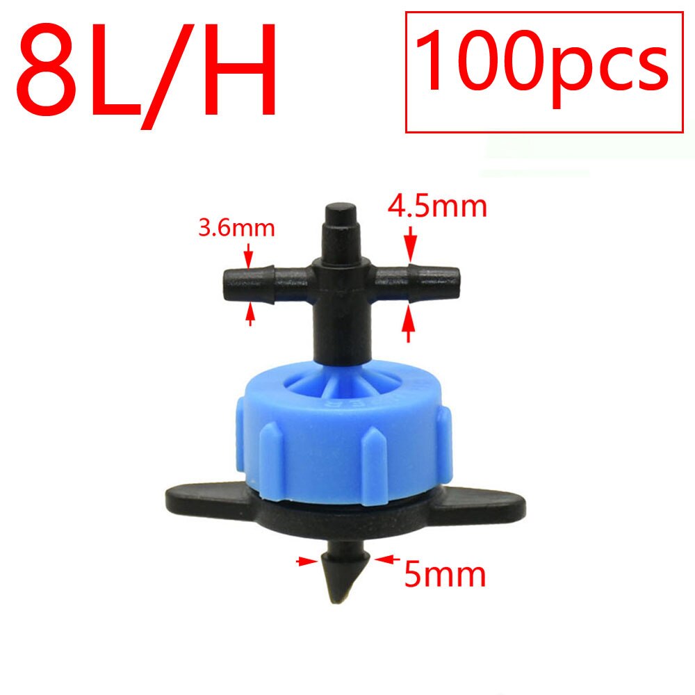 2L 4L 8L Pressure Compensating Dripper 2/4-way Arrow Dropper Connector Cross Water Splitter For Arrow Drip System Emitter: Clear