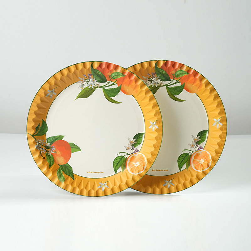 10/20 pçs 9 polegada placas de papel redondas frutas padrão pratos descartáveis sobremesa para churrasco aniversário casamento chá de bebê