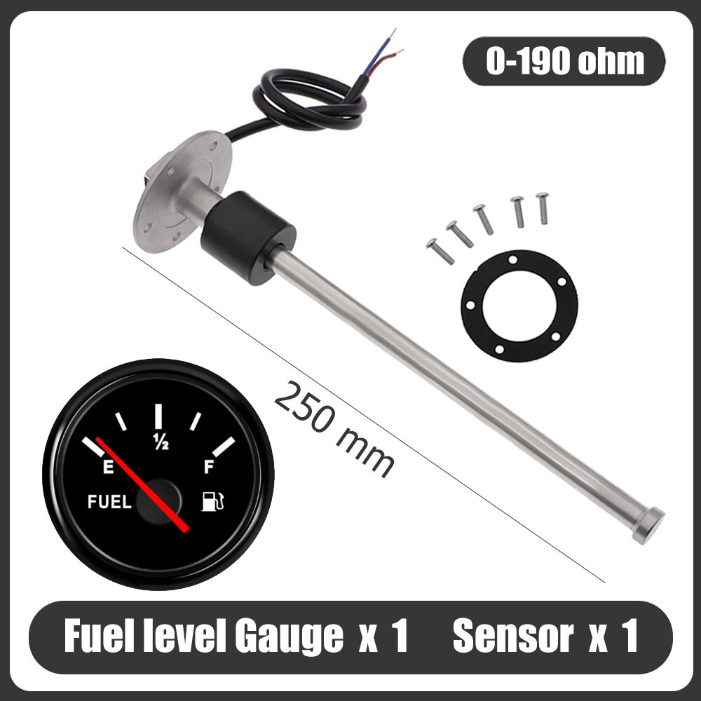 52MM Fuel Level Gauge 0-190 Ohm Oil Tank Level Indicator Meter With Fuel Level Sensor 150MM 200MM 250MM 300MM 350MM: BN 250MM