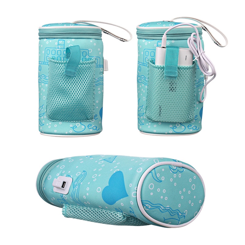 Calentador de biberones para coche, bolsa de termostato al aire libre, portátil, USB, calefacción inteligente, aislamiento de leche , termo, funda reutilizable