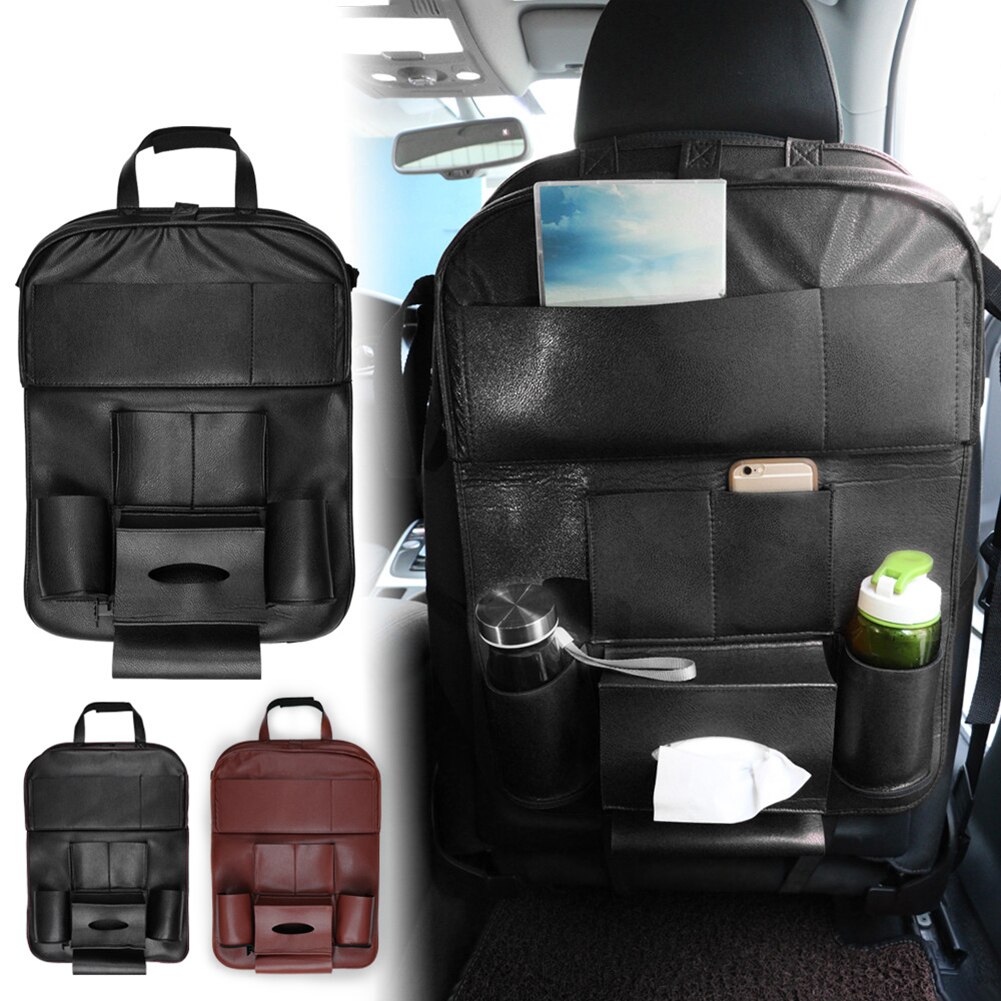 Auto Seat Cover Set Universele Multi-Pocket Seat Opknoping Opbergtas Auto Seat Cover Protector Leather Folding Houder Auto interieur