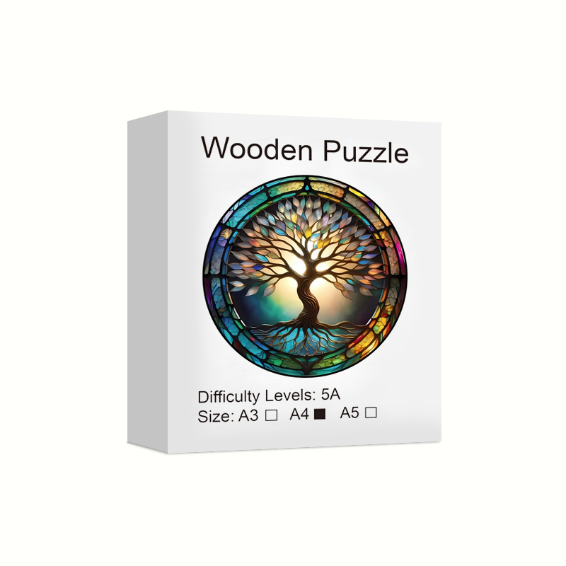 Puzzle in legno con albero colorato per adulti, pezzi a forma di animale, giocattoli antistress, regali di compleanno di Natale, giochi per famiglie: verde
