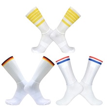 Anti-slip sømløse cykelsokker stribede aero-sokker ntegral støbning high-tech cykelteam sokker til mænd