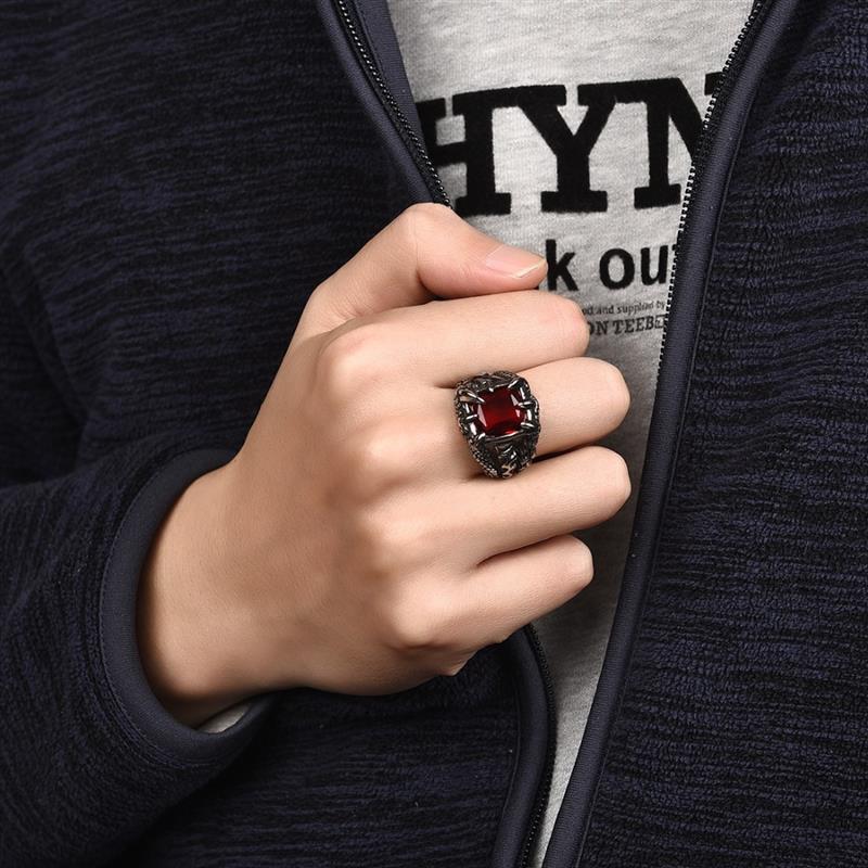 Vintage Rvs Ring Mannen Punk Dragon Claw Crystal Zirconia Finger Ring Trendy Mannelijke Sieraden Party