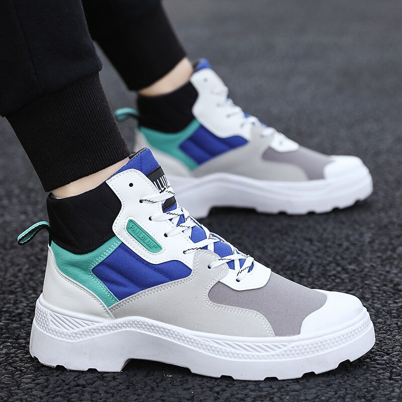 Refafamen's high top herre canvas sneakers komfortable herre fritidssko udendørs skridsikker åndbare herresko: Hvid / 8.5