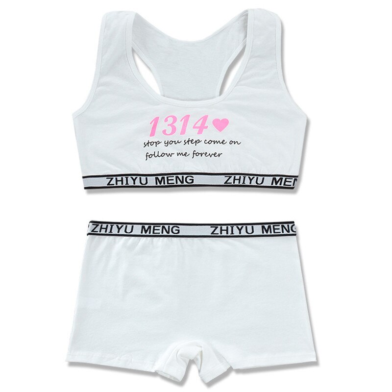 3 sæt/parti pigeundertøj camisole bomuld hipster 8-14y børn pige & #39 ;s træning sommer sport bh sæt