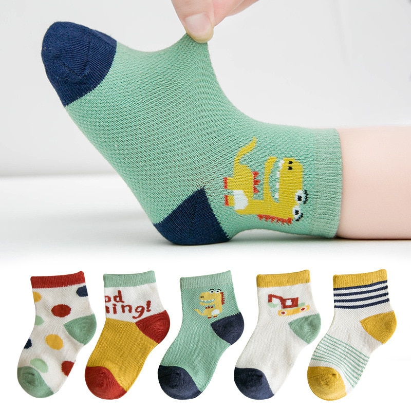 Chaussettes d'été pour filles | Chaussettes en coton confortables et respirantes, à motif de dinosaure ou pelle,