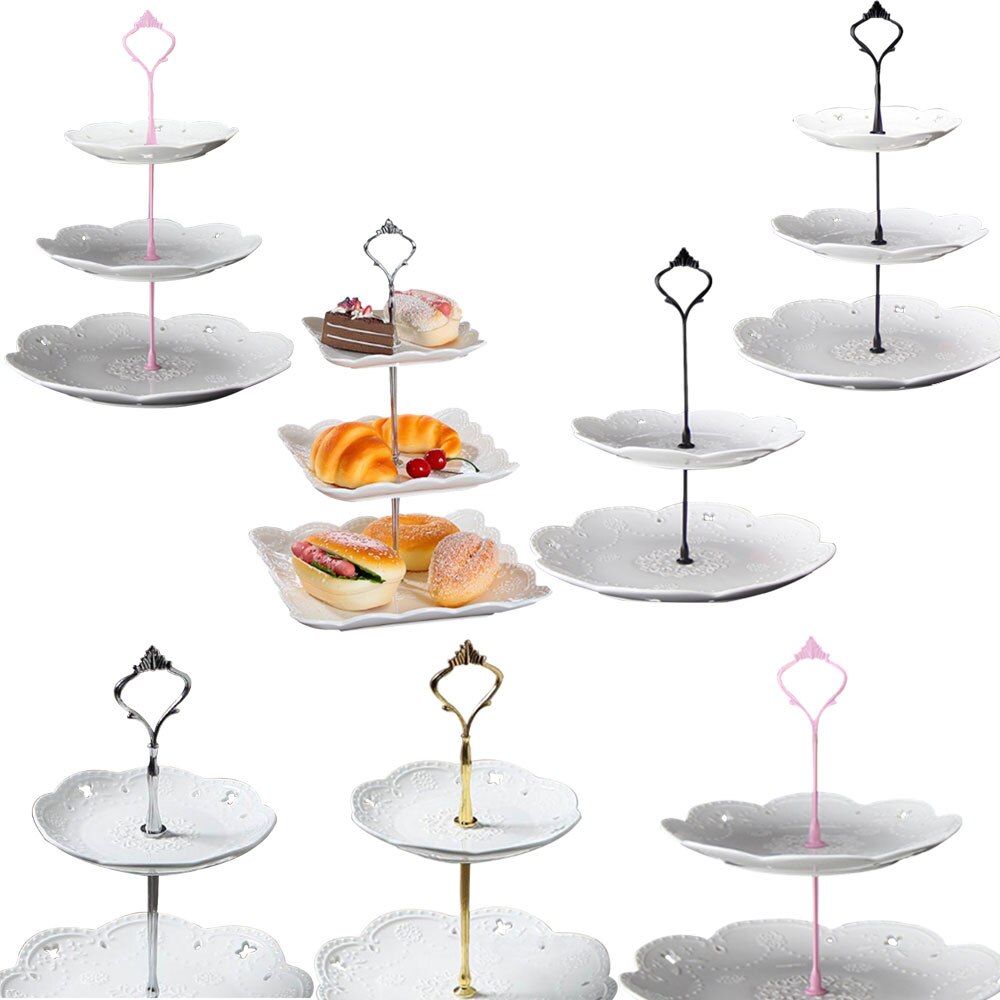 3 Lagen Crown Taart Plaat Stand Desserts Gebak Rek Houder Montage Wedding Zonder Plaat Cake Tools Decor