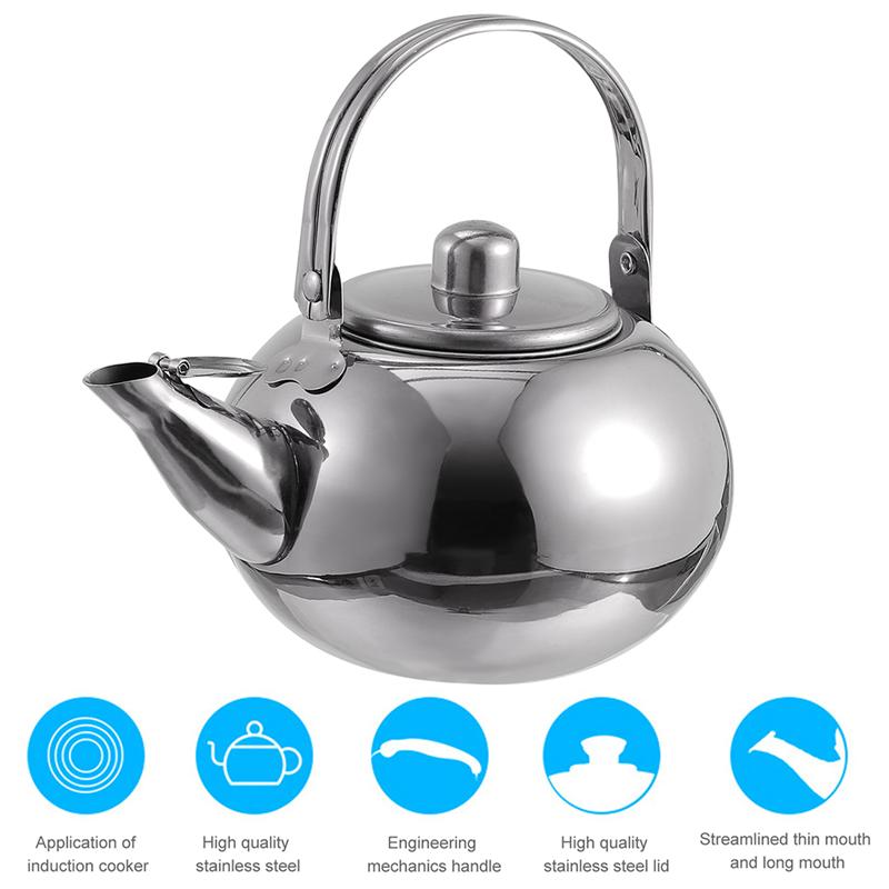 Stainless Steel Tea Kettle Teapot With Filter 1.6L Kitchen Camping Metal Infuser Teapot Coffee Pot Bottle Water Kettle Tea Pot