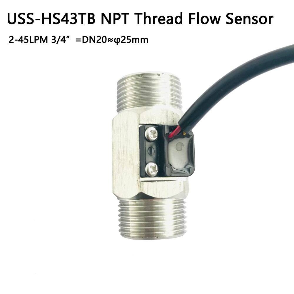 US211M Lite Digital Flow Meter & NPT USS-HS43TB Stainless Steel 304 Hall Water Flow Sensor 2-45L/M NPT 3/4" Turbine Flowmeter