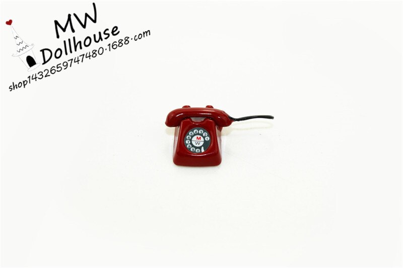 1:12 schaal bjd mini thuis bekabelde telefoon poppenhuis miniatuur speelgoedpop: Rood