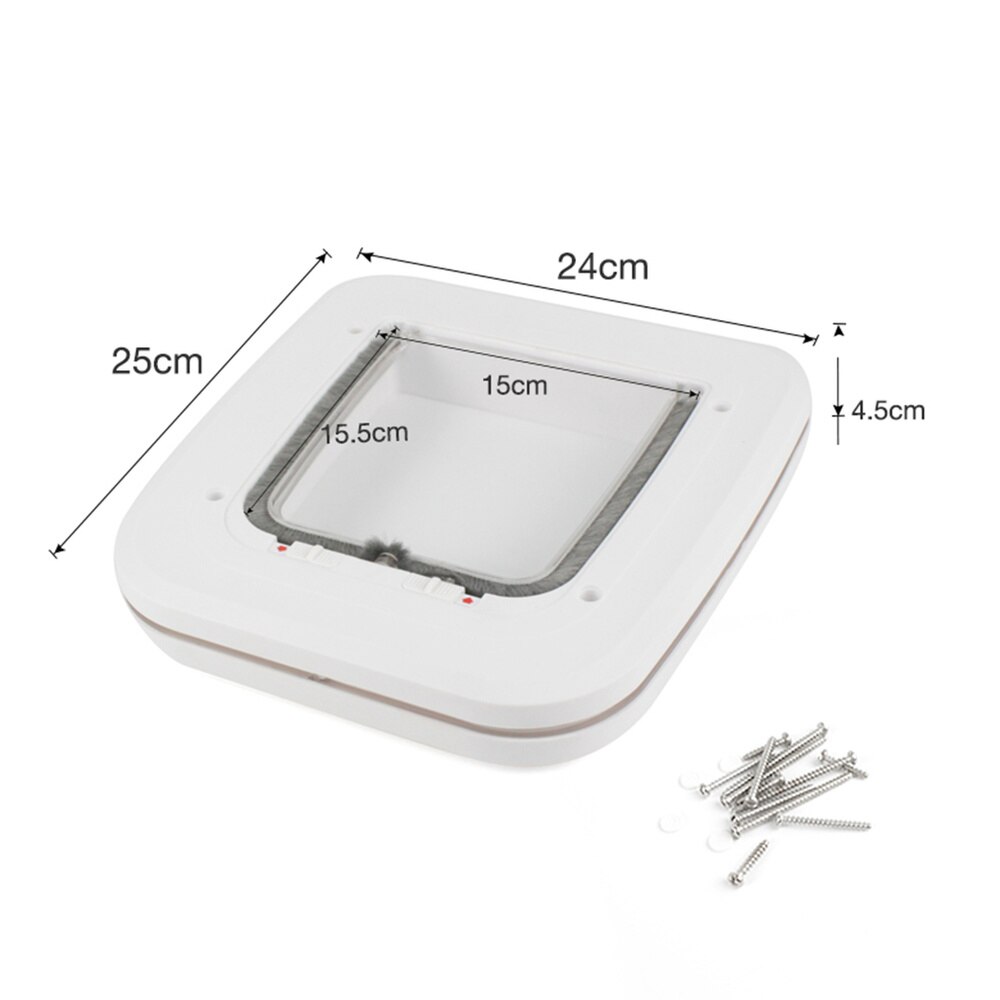 Zwierzęta wejściowe drzwi wyjściowe kot zabezpieczone drzwi otwór artykuły dla zwierząt ABS samozamykające się drzwi (biały)