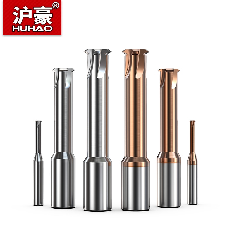 Huhao för aluminium entand spiralfräs cnc fräs 3 räfflor djupa hål gänga nanobelagd pinnfräs 60 ° volfram