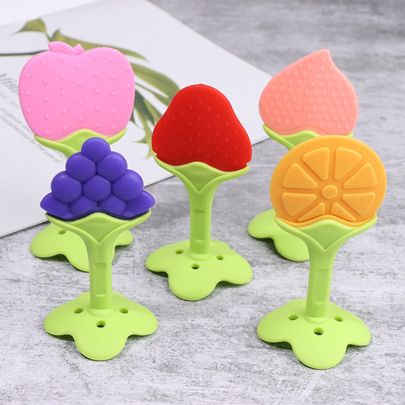 2Pcs Baby Bijtring Veiligheid Siliconen Fruit Stereo Bijtringen Voor Baby Infant Kids Kauwen Tand Speelgoed