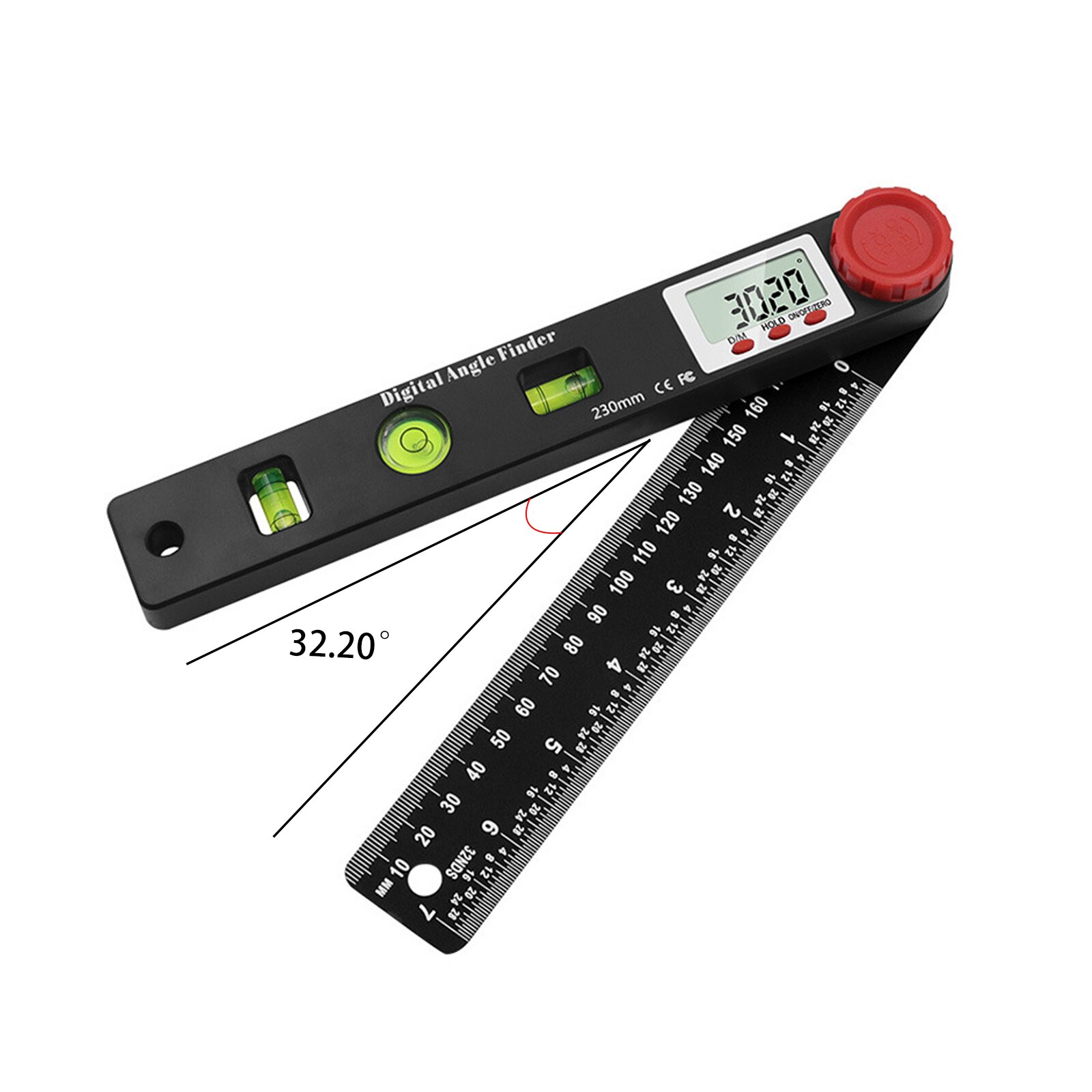 230mm Balance Ruler Digital Angle Inclinometer Angle Digital Scale Electronic Goniometer Protractor Angle Detector Instrument