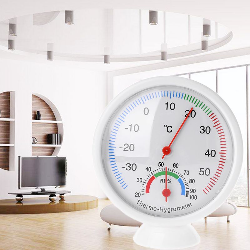 Indoor Outdoor Thermometer Humidity Meter Clock-shaped Temperature Hygrometer