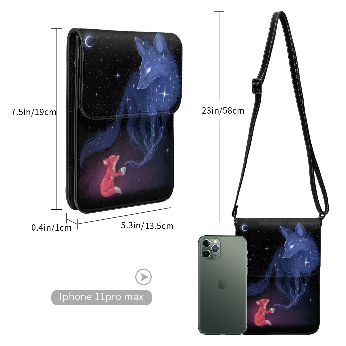 himmlisch Fuchs Schulter Tasche Mond Sterne Nacht Ich bin Freien Leder praktisch Tasche Frau Groß Lustige Taschen